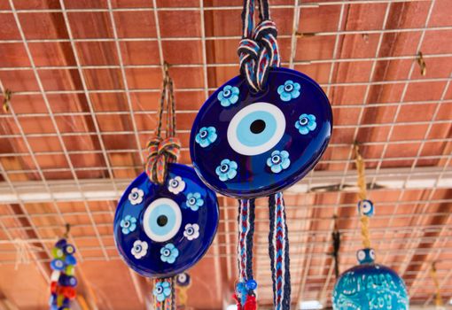 Evil eye bead souvenirs.broken glass is melted and shaped. In culture and religious belief, the figure of the eye is regarded as a powerful amulet protecting evil. It is a powerful talisman in Turkish culture.