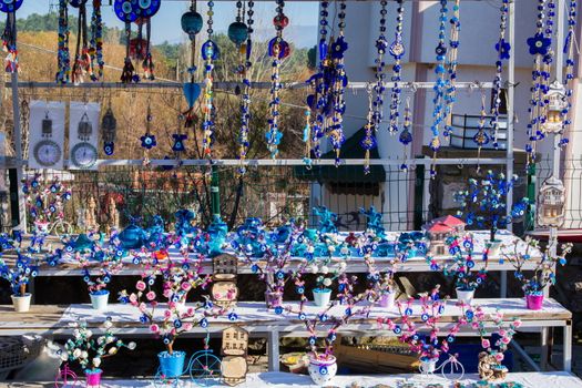 Evil eye bead souvenirs.broken glass is melted and shaped. In culture and religious belief, the figure of the eye is regarded as a powerful amulet protecting evil. It is a powerful talisman in Turkish culture.