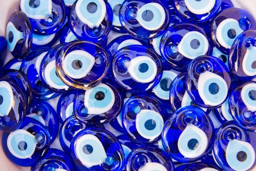 Evil eye bead souvenirs.broken glass is melted and shaped. In culture and religious belief, the figure of the eye is regarded as a powerful amulet protecting evil. It is a powerful talisman in Turkish culture.