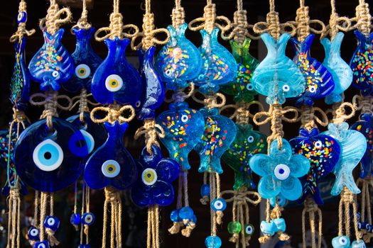 Evil eye bead souvenirs.broken glass is melted and shaped. In culture and religious belief, the figure of the eye is regarded as a powerful amulet protecting evil. It is a powerful talisman in Turkish culture.