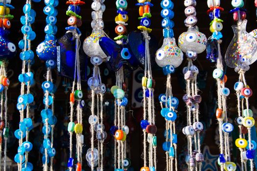 Evil eye bead souvenirs.broken glass is melted and shaped. In culture and religious belief, the figure of the eye is regarded as a powerful amulet protecting evil. It is a powerful talisman in Turkish culture.