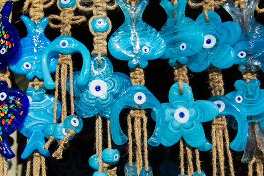 Evil eye bead souvenirs.broken glass is melted and shaped. In culture and religious belief, the figure of the eye is regarded as a powerful amulet protecting evil. It is a powerful talisman in Turkish culture.