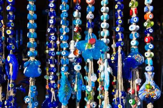 Evil eye bead souvenirs.broken glass is melted and shaped. In culture and religious belief, the figure of the eye is regarded as a powerful amulet protecting evil. It is a powerful talisman in Turkish culture.