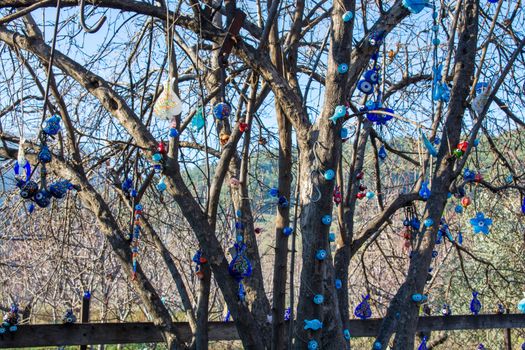 Evil eye bead souvenirs.broken glass is melted and shaped. In culture and religious belief, the figure of the eye is regarded as a powerful amulet protecting evil. It is a powerful talisman in Turkish culture.