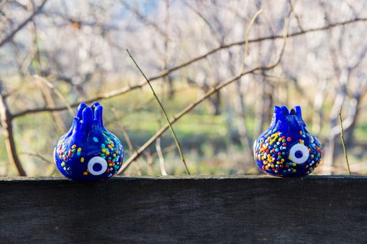 Evil eye bead souvenirs.broken glass is melted and shaped. In culture and religious belief, the figure of the eye is regarded as a powerful amulet protecting evil. It is a powerful talisman in Turkish culture.