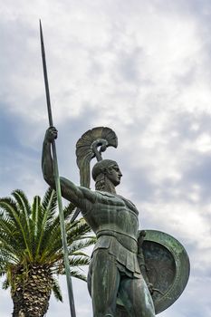 Achilleion palace, Corfu, Greece - August 24, 2018: Statue of Achilles in Achilleion palace in Corfu island, Greece.