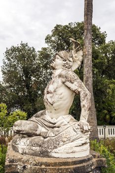 Achilleion palace, Corfu, Greece - August 24, 2018: Sculpture of the dying achilles in achilleion palace corfu