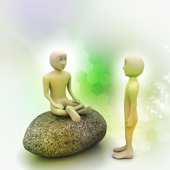 3d people in meditation  