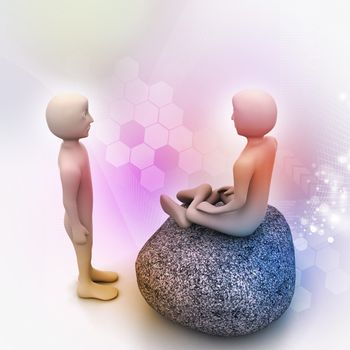 3d people in meditation  