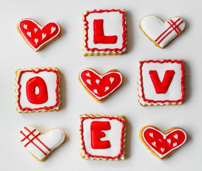 Cookies made for Valentine's Day.for couples in love. delicious love cookies. lovers cook