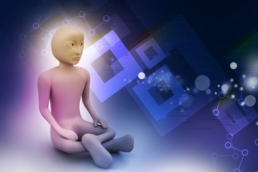 3d man in meditation  