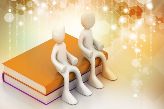 3d people sitting on the books