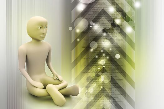 3d man in meditation  