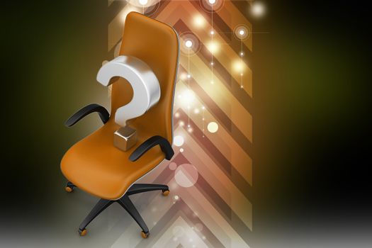 an empty chair with  question mark