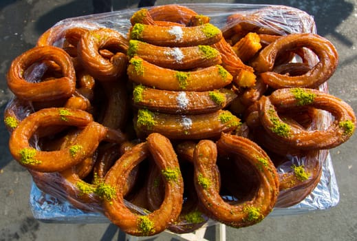 Most legendary ring-shaped fried sweeties of street tastes. one of the most famous Turkish desserts