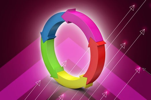 Multi colored arrow circle