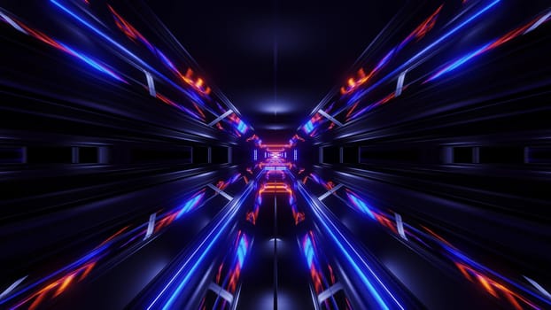 beautiful futuristic scifi space ship tunnel background 3d illustration 3d rendering, futuristic modern str ship hangar corridor wallpaper