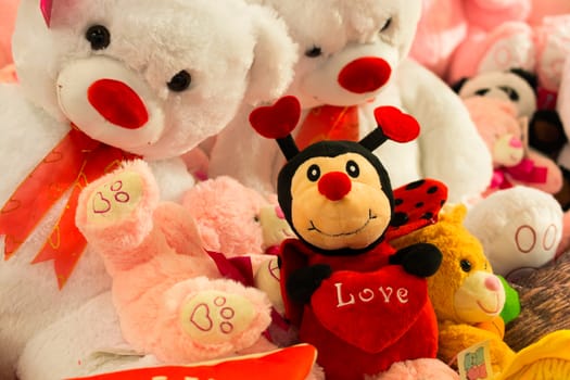 Valentine's Day gift plush toys. Valentine's Day concept.hearted, cute plush toy bears.