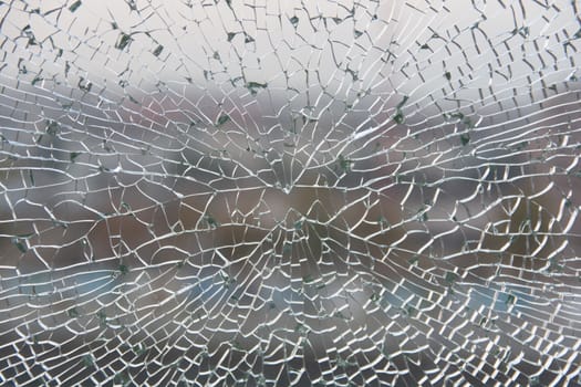 cracked tempered glass. cracks have created a regular decor, Glass tempered and laminated