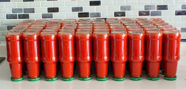 fresh tomato juice. canned tomato sauces.winter preparation