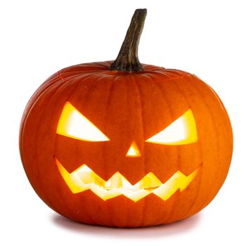 One Halloween Pumpkin lantern isolated on white background