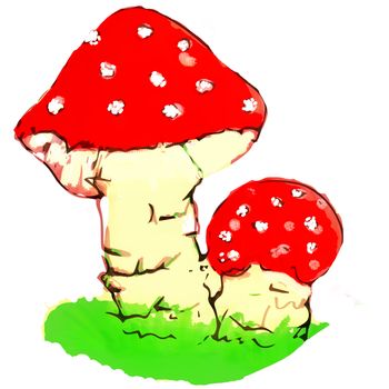 Hallucinogenic mushrooms grow in the forest. Hallucinations after taking psychotropic substances.