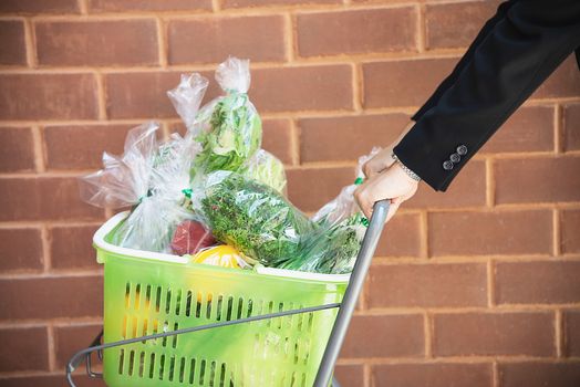 Man is shopping fresh vegetable in supermarket store - man in fresh market lifestyle concept