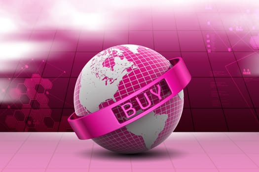 Online shopping concept in color background
