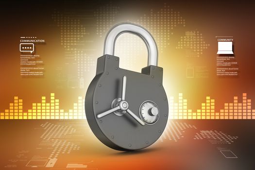 High protection padlock in color background