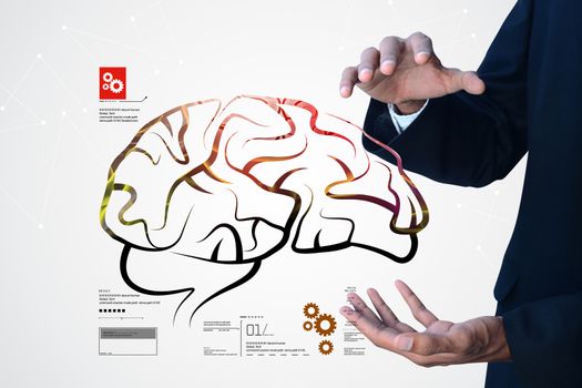 Man showing human brain structure