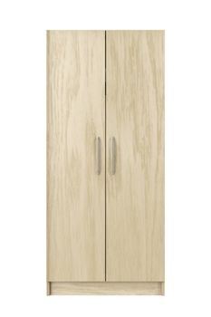 Wooden wardrobe isolated on white background, front view 