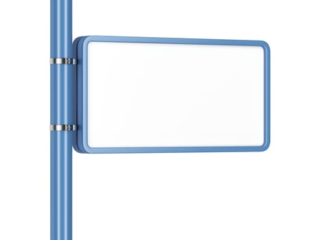 Blank billboard on a column on white background 