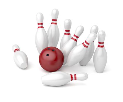 Bowling ball crashing into the pins