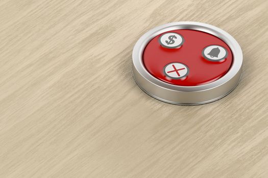 Call button at the restaurant on wood table