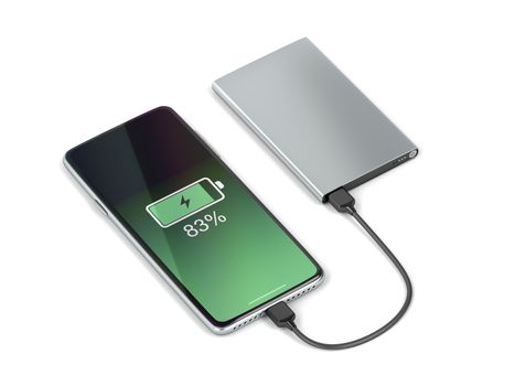 Charging the smartphone with external battery