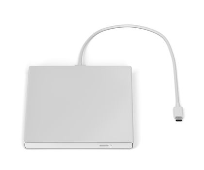 External optical disc drive on white background
