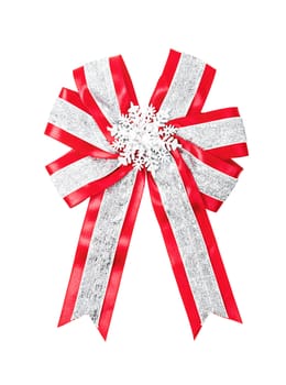 Red ribbon with glitter for decorate on gift box isolated on white background, Save clipping path.