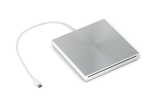 Portable optical disc drive on white background