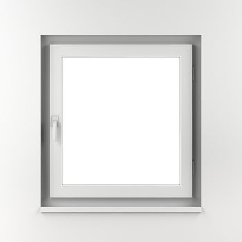 PVC white window on white wall