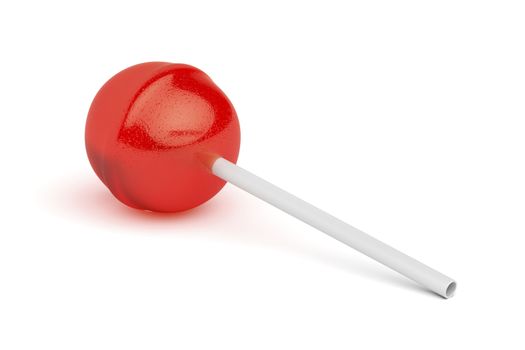 Red lollipop on white background