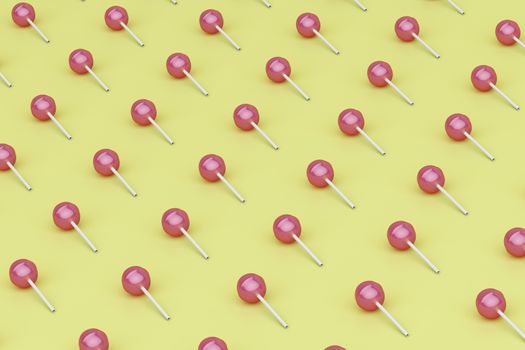 Many rows with sweet lollipops
