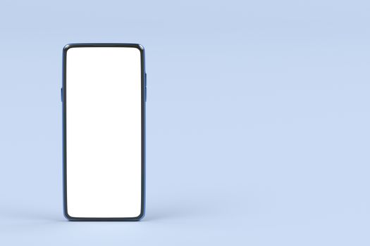 Smartphone with empty screen on blue background