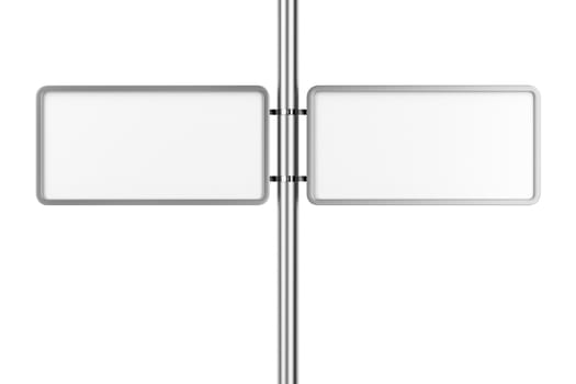 Two blank billboards attached on column, front view 