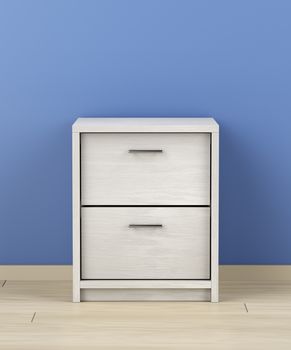 White modern nightstand in the room