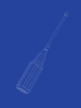 3d wire-frame model of screwdriver