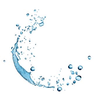 Nice abstract blue water splash on white background