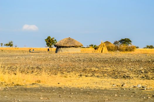 Traditional tribal hut of Kenya people. massai mara of Kenya, Nairobi, East Africa.