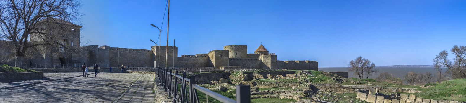 Akkerman, Ukraine - 03.23.2019. Panoramic view of the Akkerman Fortress on the right bank of the Dniester estuary,  a historical and architectural monument