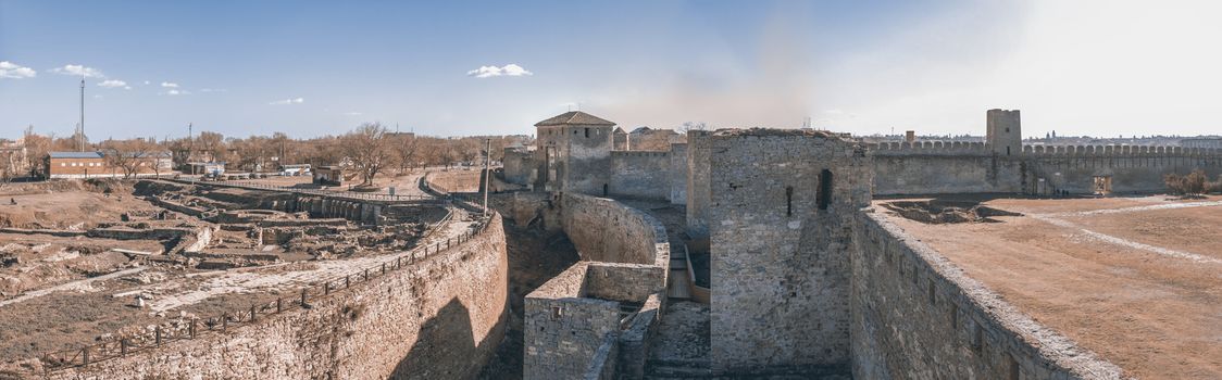 Akkerman, Ukraine - 03.23.2019. Panoramic view of the Akkerman Fortress on the right bank of the Dniester estuary,  a historical and architectural monument