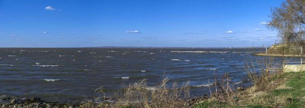 Panoramic view of the Dniester estuary near the Akkerman Fortress in Ukraine